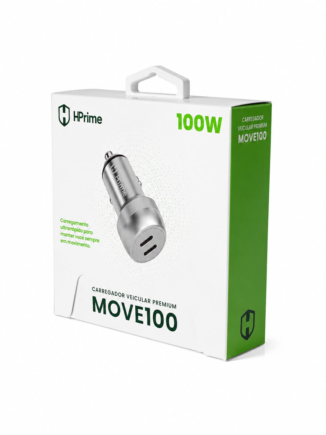 Carregador Veicular Move100 Premium HPrime disponível na Guara iPhones, Guarapuava